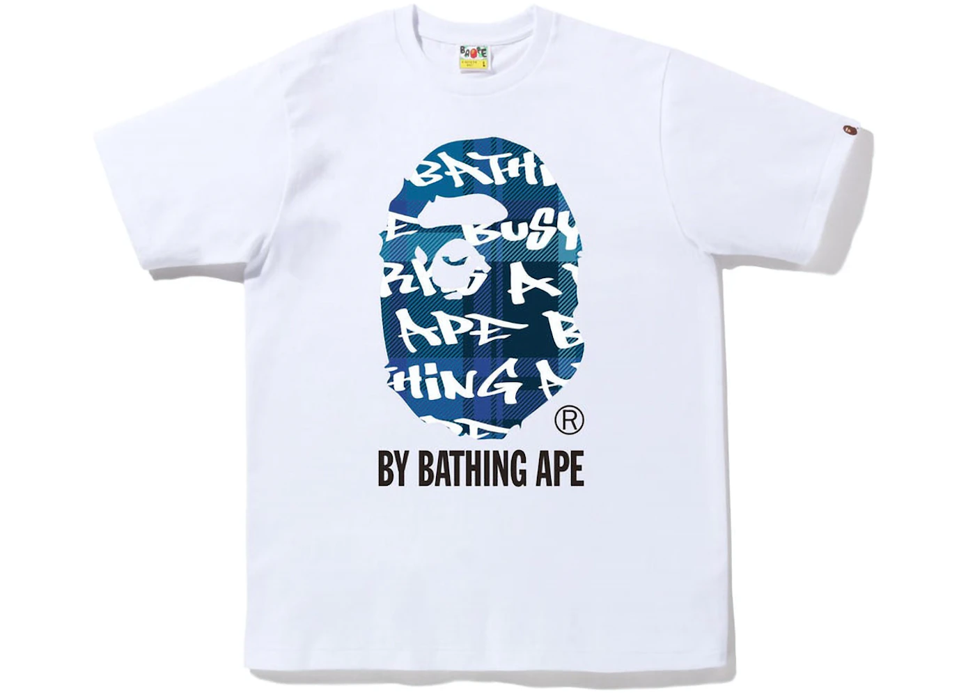 BAPE Graffiti Check By Bathing Ape Tee White Blue Men's - FW22 - US