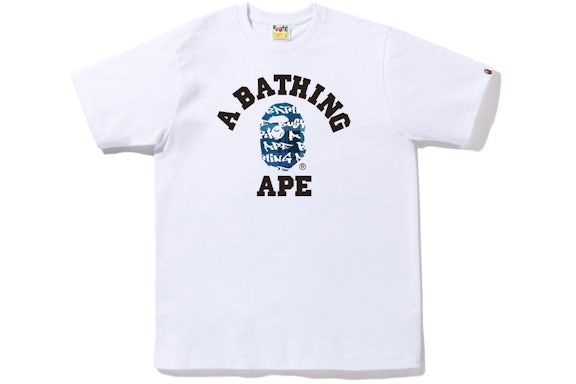 BAPE Graffiti Check College Tee White Blue
