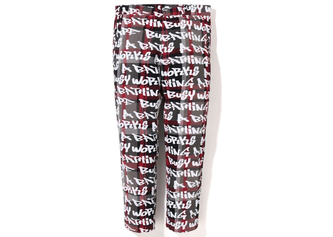 Pre-owned Bape Graffiti Check One Point Relaxed Fit Pants Black