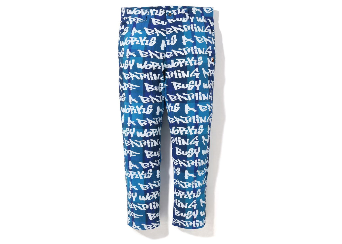BAPE Graffiti Check One Point Relaxed Fit Pants Blue Men's - FW22 - US