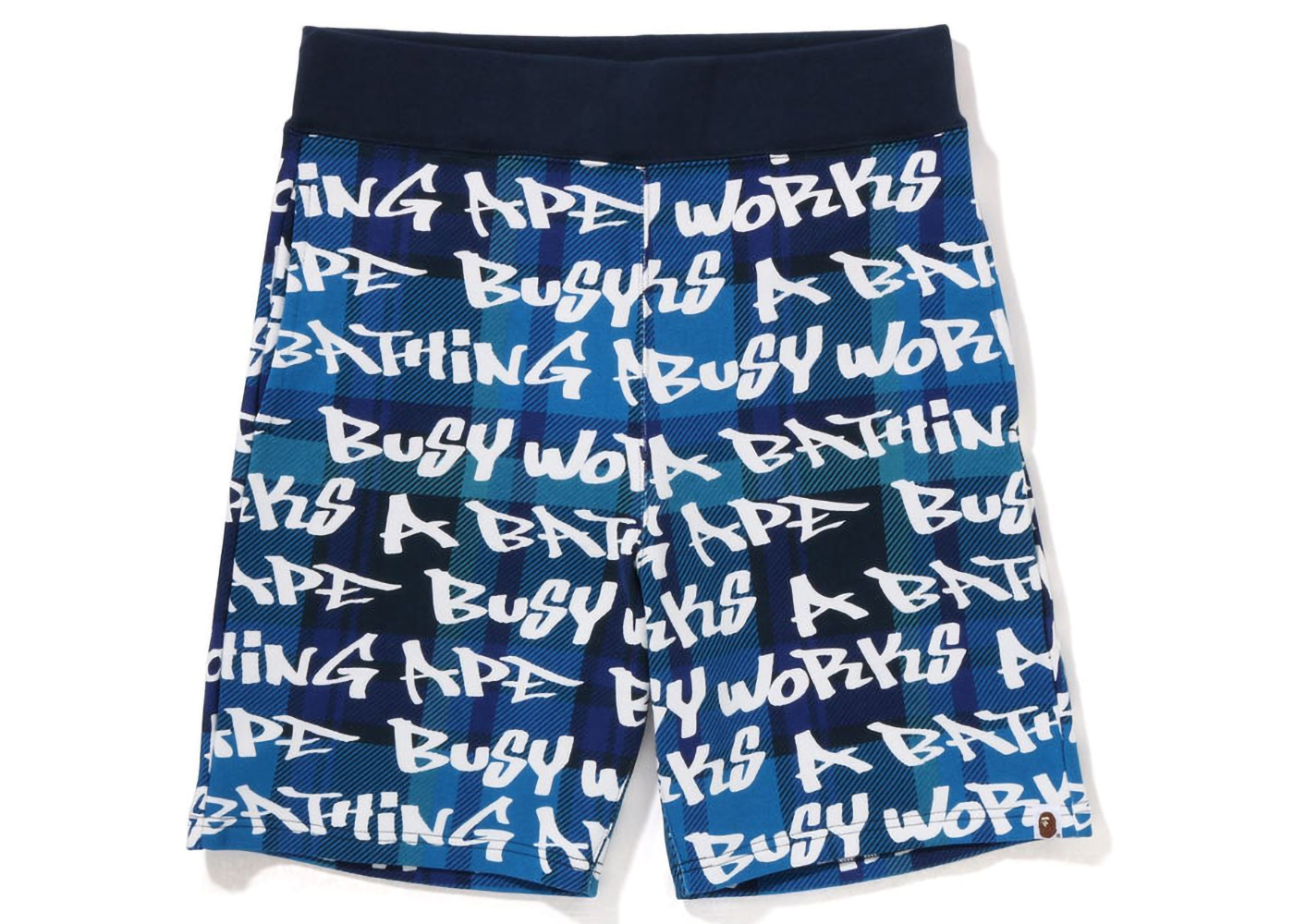 BAPE Graffiti Check Shorts Blue Men's - FW22 - US
