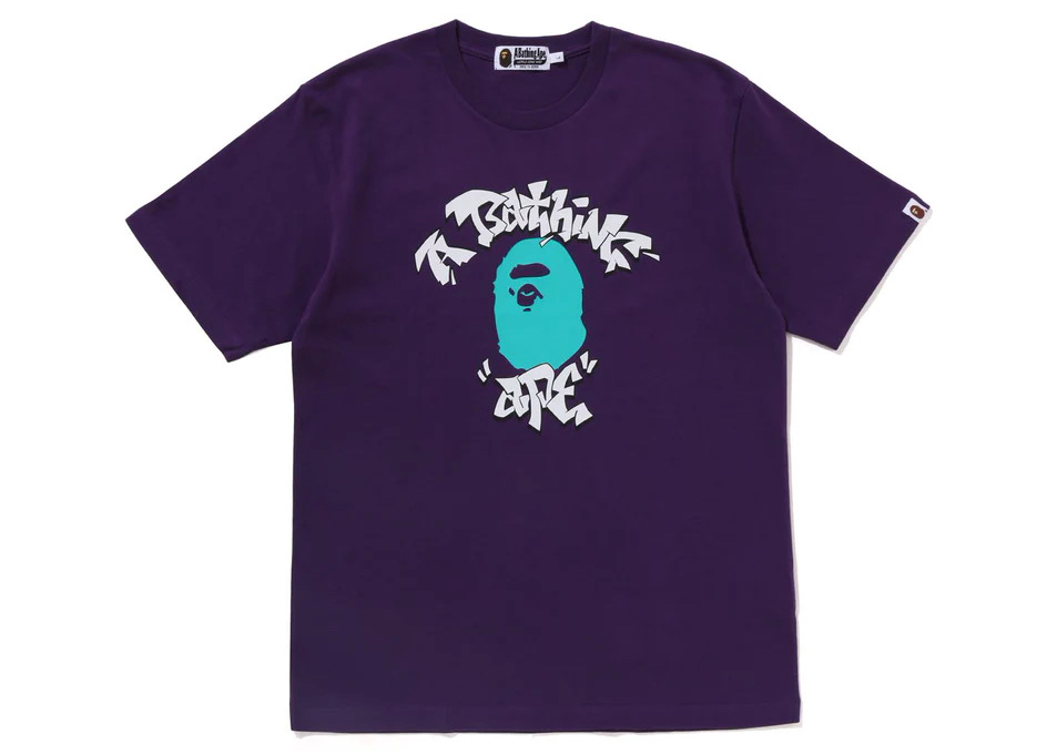 BAPE Graffiti College Tee Purple Men's - SS23 - US