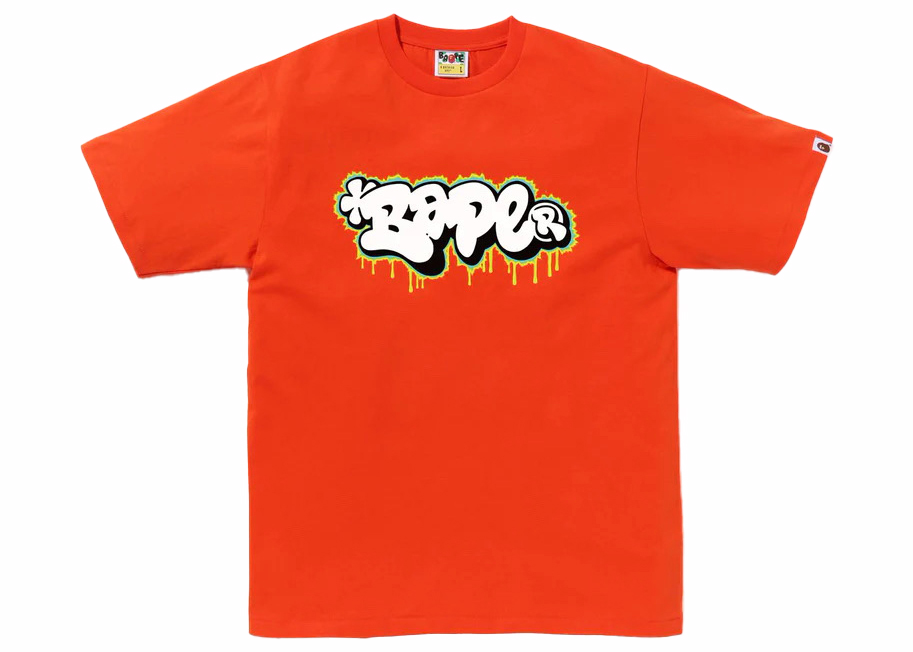 BAPE Graffiti Logo Tee Orange Men's - FW23 - US