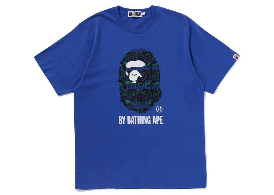 BAPE Graffiti Pattern By Bathing Ape Tee Blue Men's - SS23 - US