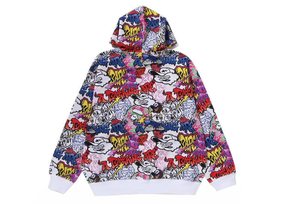 BAPE Graffiti Pattern Pullover Hoodie Multicolor