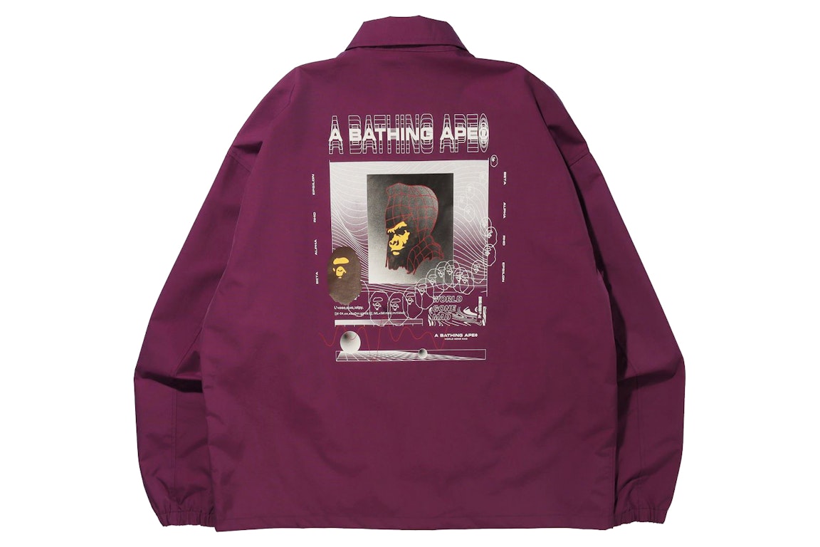 Pre-owned Bape Graphic Relaxed Fit Coach Jacket Purple