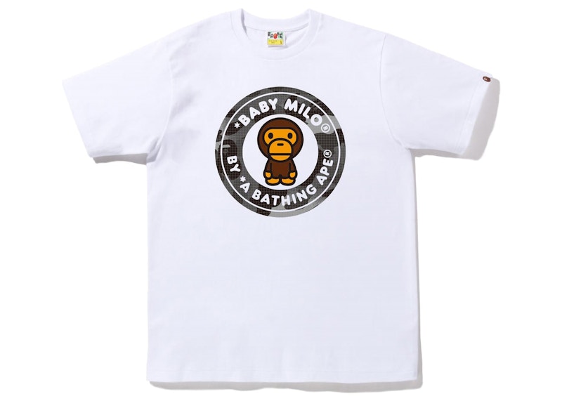 BAPE Grid Camo Milo Busy Works Tee (FW22) White Black Men's - FW22