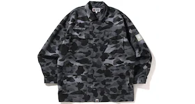 BAPE Grid Camo Relaxed Fit Military Shirt Black
