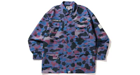 BAPE Grid Camo Relaxed Fit Military Shirt Purple