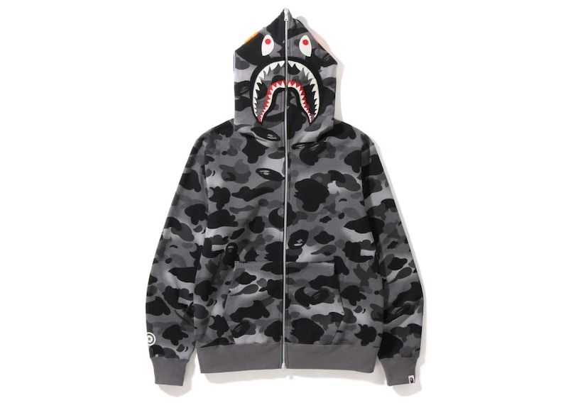 BAPE Grid Camo Shark Full Zip Hoodie Black