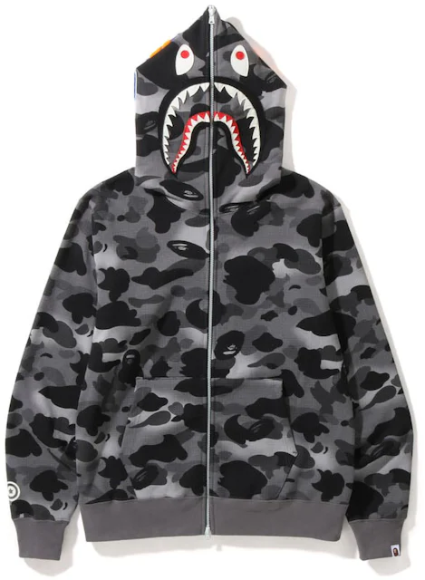 BAPE Grid Camo Shark Full Zip Hoodie Black Men's - SS22 - US