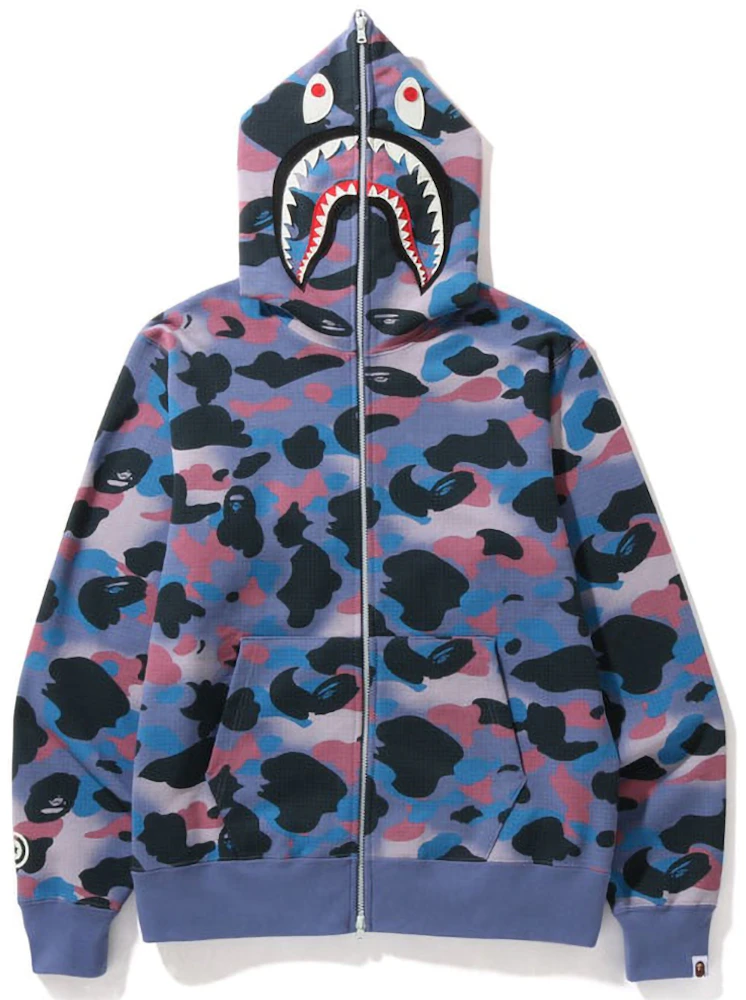 BAPE Purple camo shark zip hoodie jacket A Bathing Ape Size M