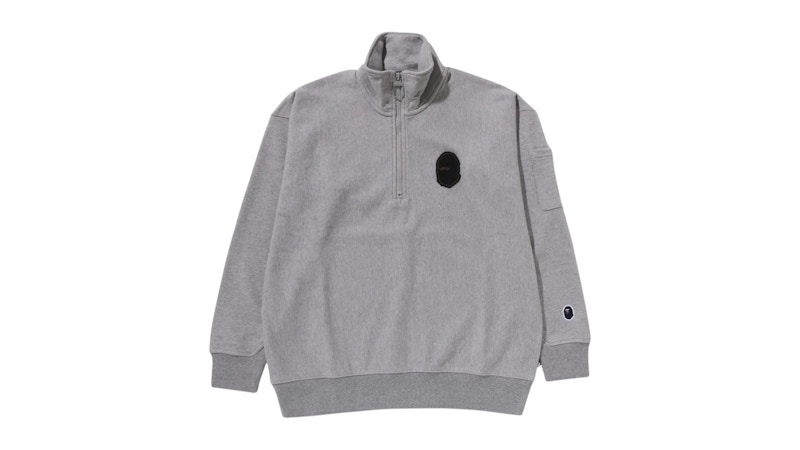 BAPE Half Zip Pull Over Sweatshirt Gray