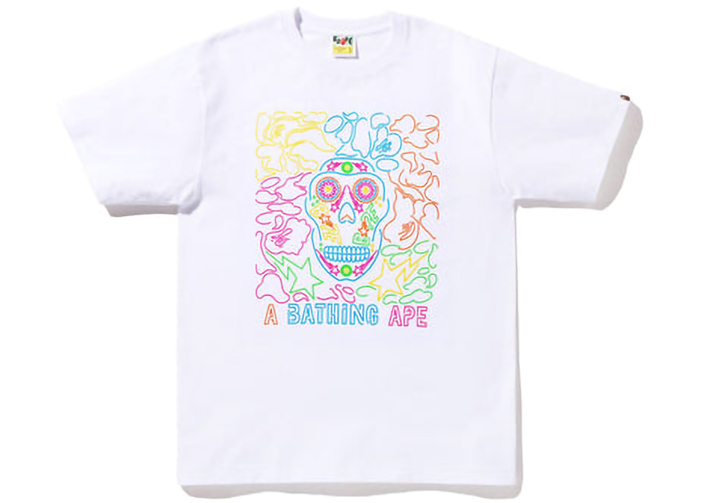 BAPE Halloween Neon Mexican Skull Tee White Men's - FW22 - US