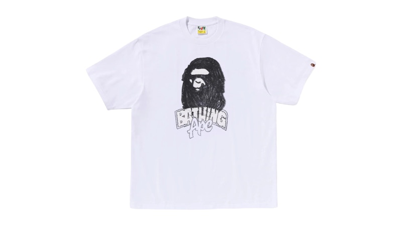 Men's BAPE Hand Drawn Ape Head Relaxed Fit Tee Shirt in White