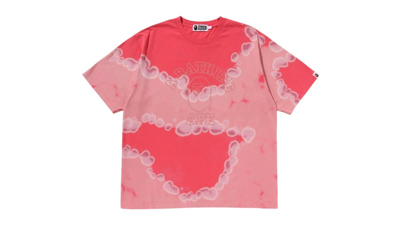 BAPE Hand Dye College Relaxed Fit Tee Tee Red