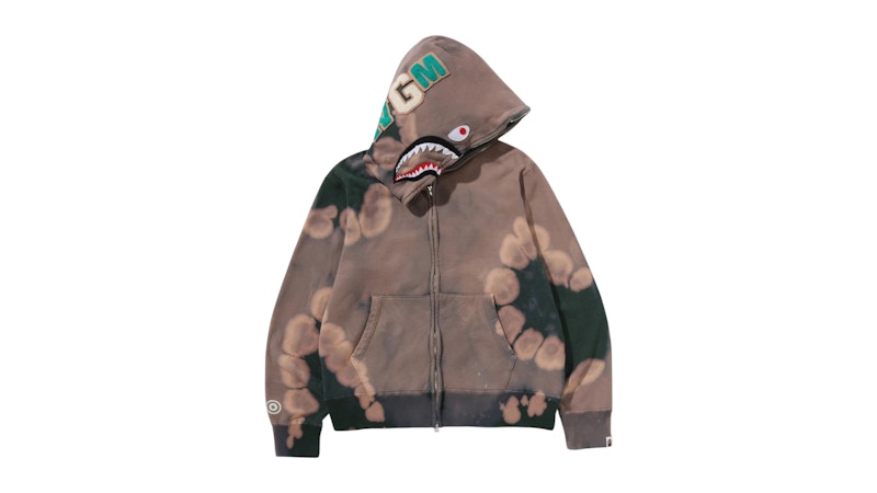 BAPE Hand Dye Shark Full Zip Hoodie Green Men's - FW25 - US