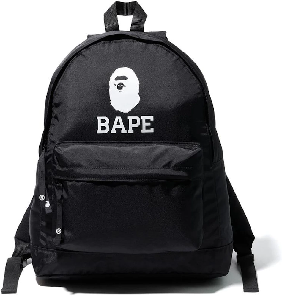 Bape Black Backpack White Ape Logo