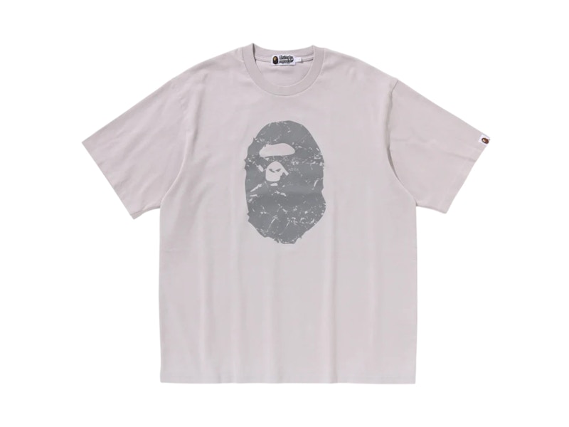 BAPE Heavy Washed Ape Head Relaxed Fit Tee Gray