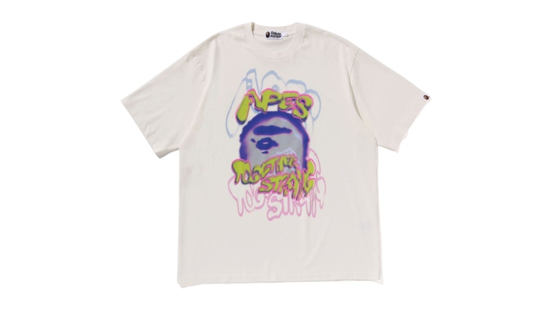 BAPE Heavy Washed Logo Relaxed Fit Tee Ivory