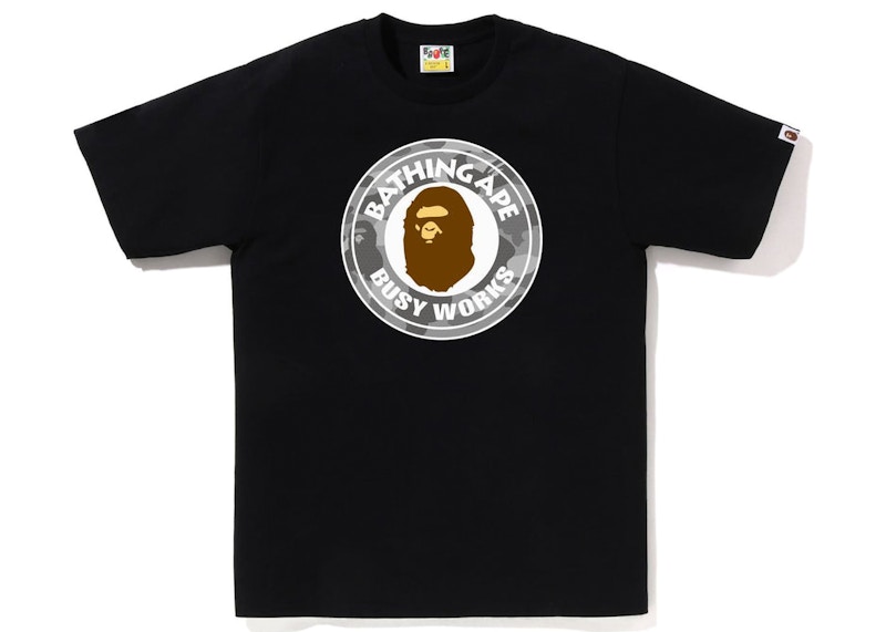 BAPE Honeycomb Camo Busy Works Tee Black/Grey Men's - SS23 - US