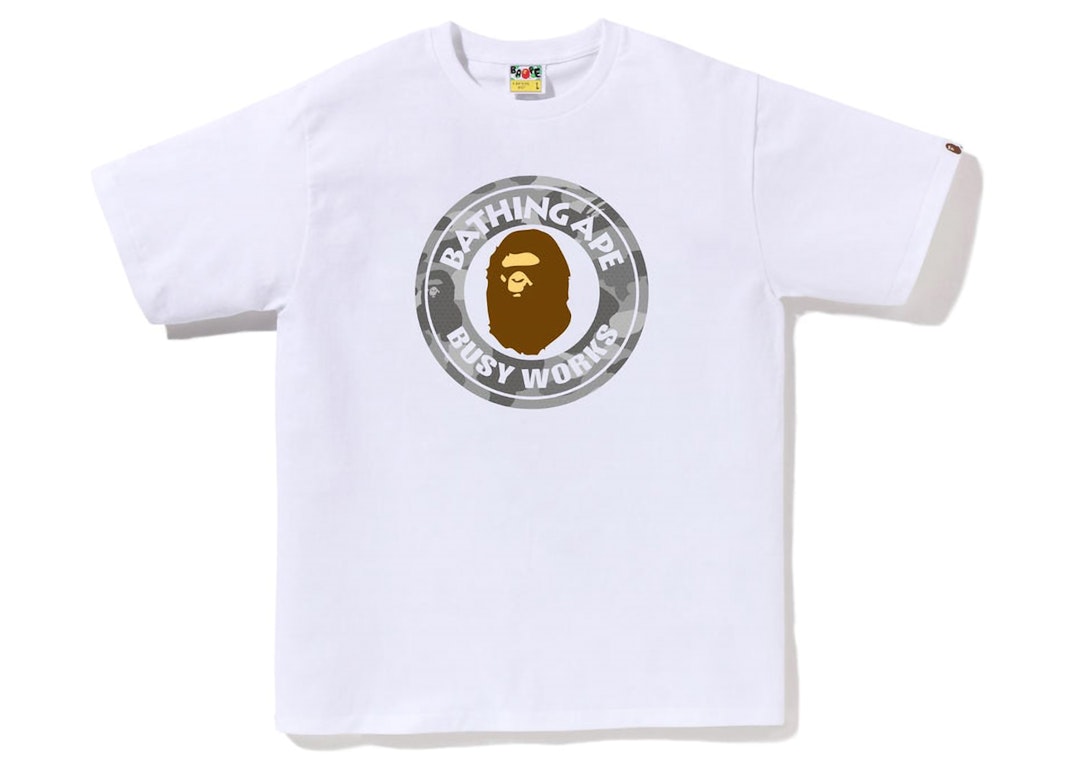 Pre-owned Bape Honeycomb Camo Busy Works Tee White/grey