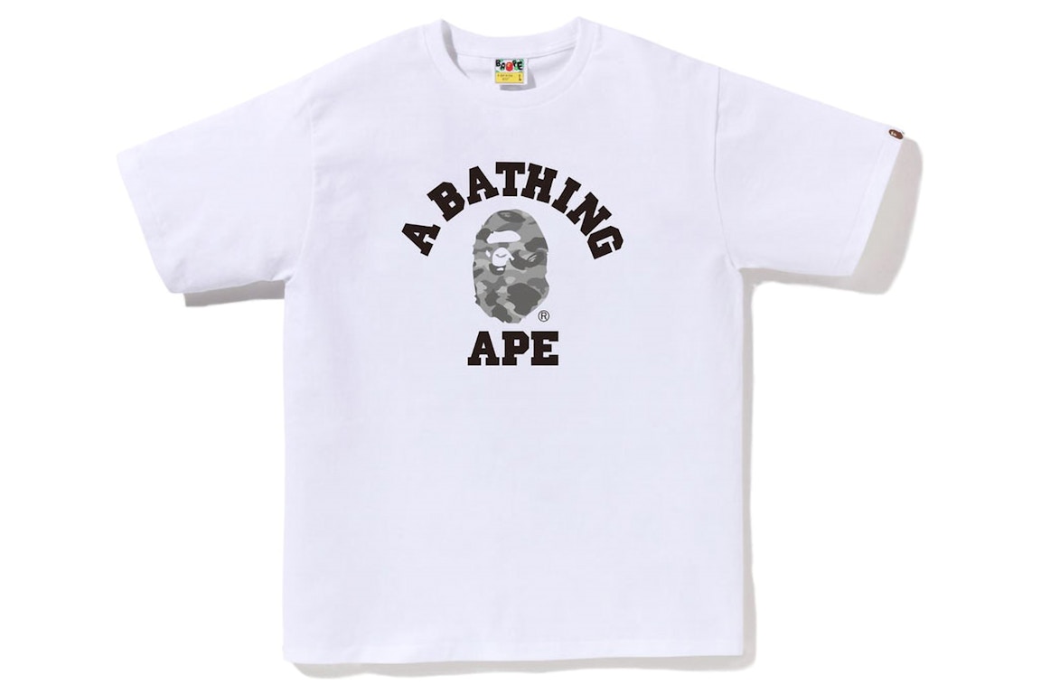 Click to view more detailed imagery on our partner's website Pre-owned Bape Honeycomb Camo College Tee White/grey