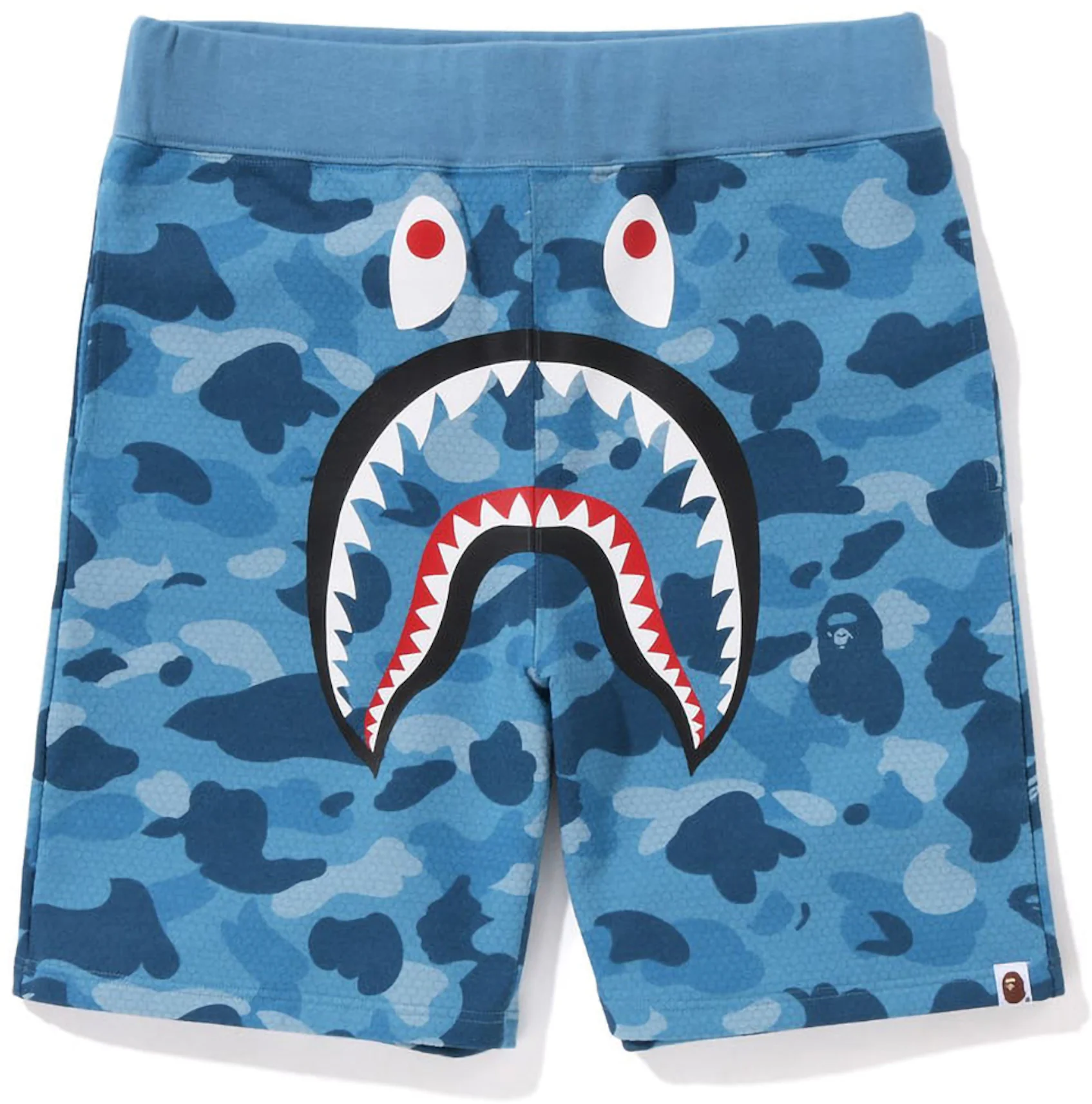 BAPE Honeycomb Camo Shark Sweat Shorts Blue Men's - SS23 - US