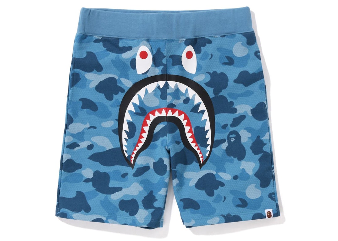 Pre-owned Bape Honeycomb Camo Shark Sweat Shorts Blue
