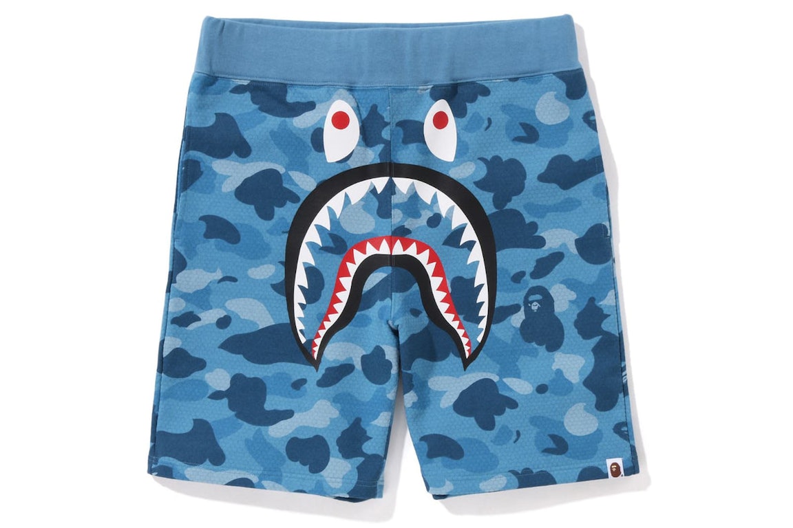 Pre-owned Bape Honeycomb Camo Shark Sweat Shorts Blue