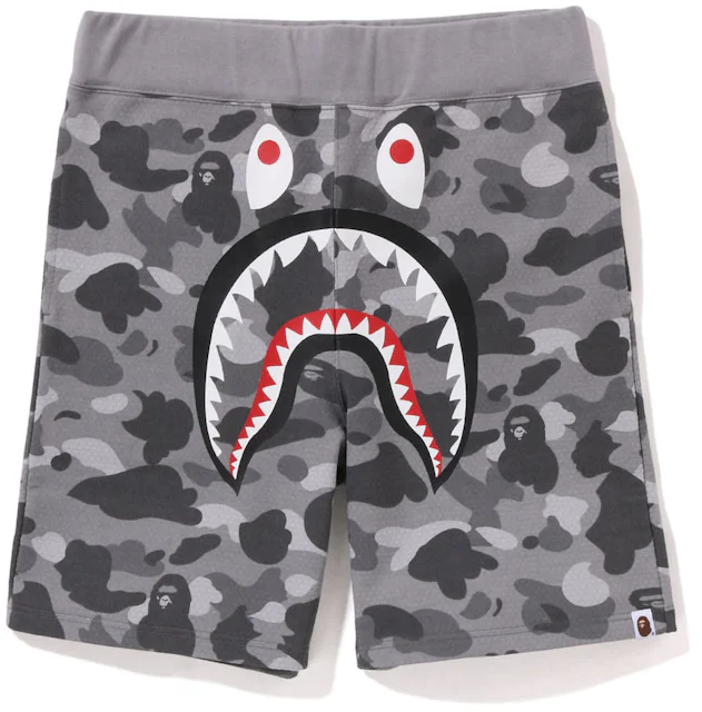 BAPE Honeycomb Camo Shark Sweat Shorts Grey Men's - SS23 - US