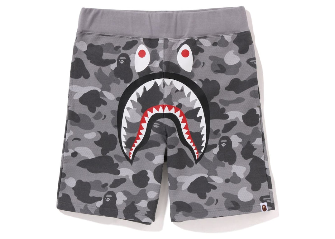 Pre-owned Bape Honeycomb Camo Shark Sweat Shorts Grey