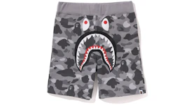BAPE Honeycomb Camo Shark Sweat Shorts Grey