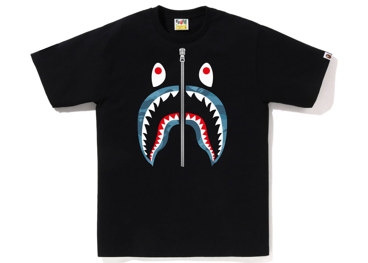 BAPE Honeycomb Camo Shark Tee Black Blue