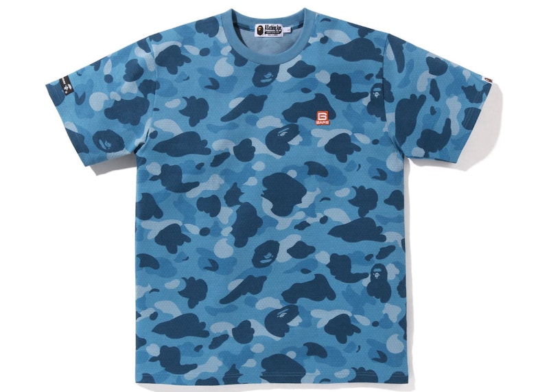 A bathing ape blue camo outlet shirt