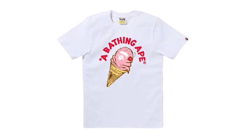BAPE Women's Ice Cream Tee White Pink - SS25 - GB