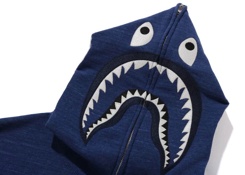 BAPE Indigo Shark Full Zip Hoodie (FW23) Indigo Men's - FW23 - US