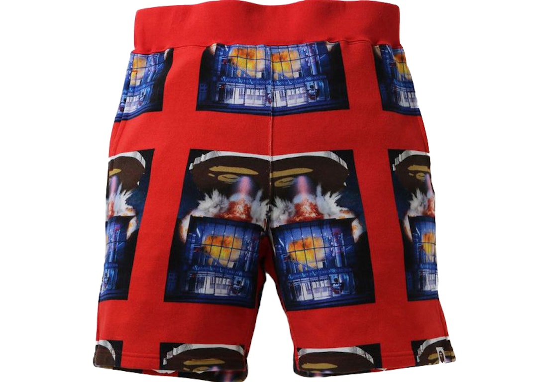 Pre-owned Bape Invasion Sweat Shorts Red