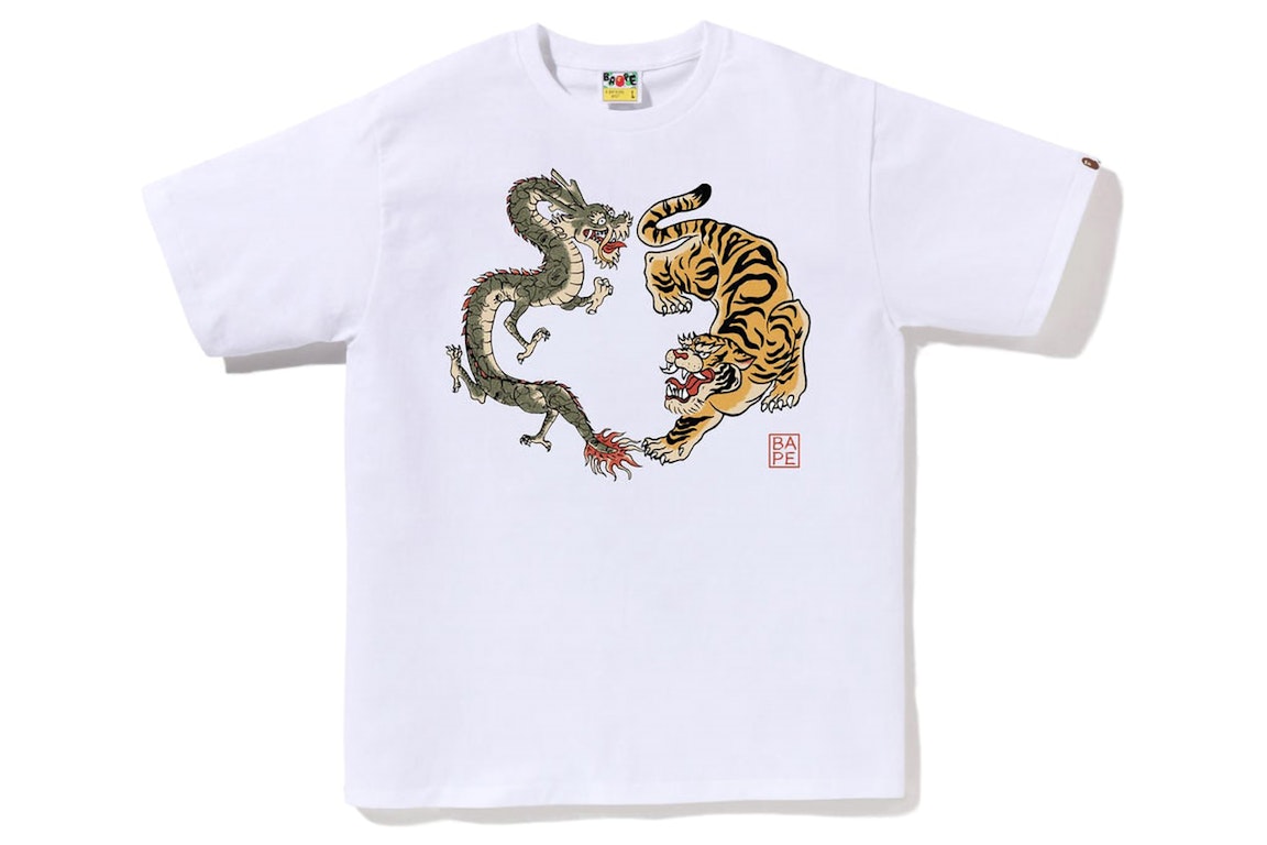 Pre-owned Bape Japan Culture Tiger And Dragon Tee White