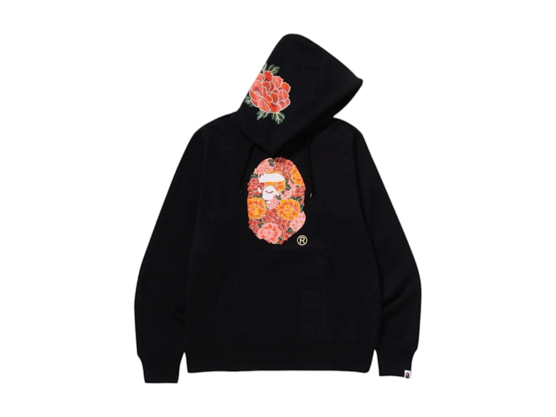 【A BATHING APE】2色展開 JAPANESE PEONY PULLOVER HOODIE BAPE Japanese Peony Pullover Hoodie Black Men's - SS25 - US