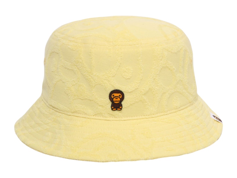 Pre-owned Bape Kids All Baby Milo Pile Bucket Hat In Yellow