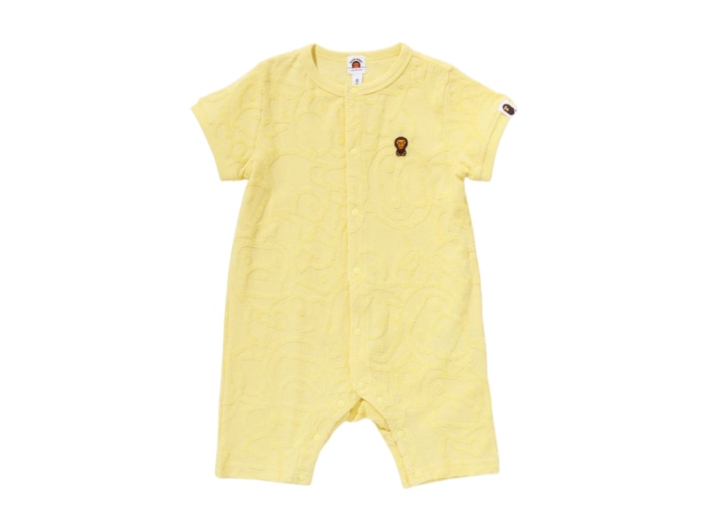BAPE Kids All Baby Milo Pile Rompers Yellow