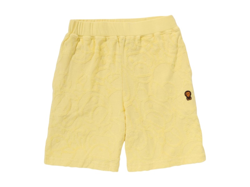Pre-owned Bape Kids All Baby Milo Pile Shorts In Yellow