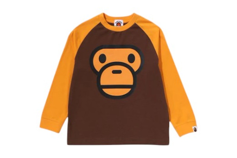 BAPE Kids Baby Milo Face Raglan L/S Tee Brown - SS25 - US