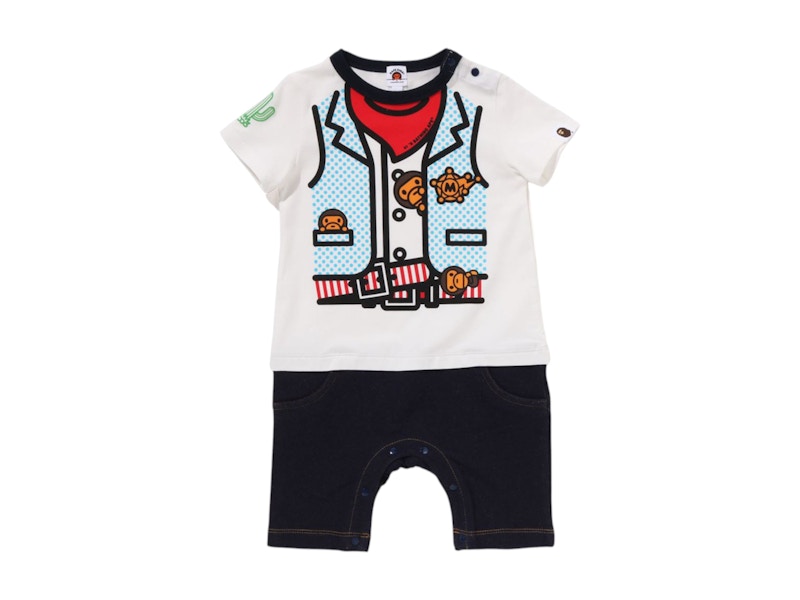 BAPE Kids Baby Milo Sheriff Vest Print Rompers Multicolor