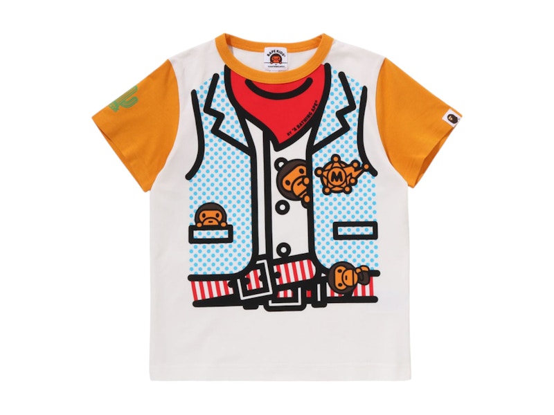 Pre-owned Bape Kids Baby Milo Sheriff Vest Print Tee Shirt In Orange