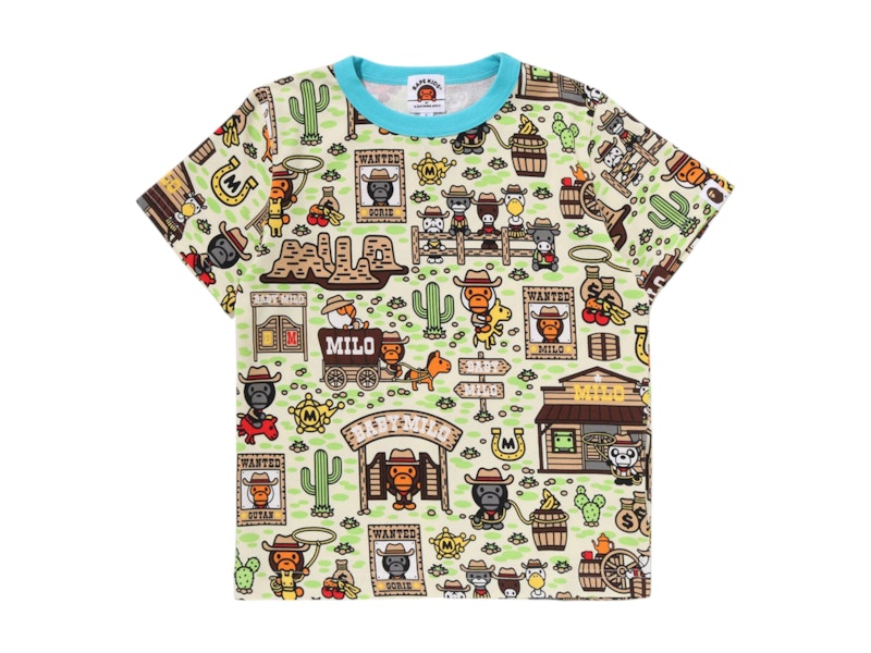 Pre-owned Bape Kids Baby Milo Western Pattern Tee Shirt