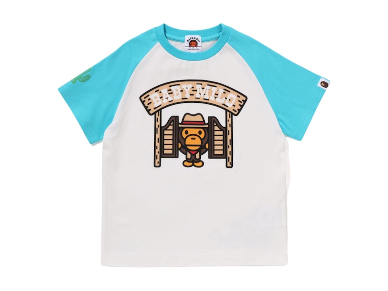 Pre-owned Bape Kids Baby Milo Western Tee Shirt In Sax