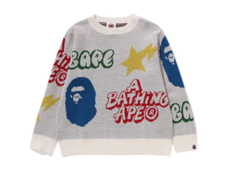 BAPE Kids Graffiti Pattern Knit White