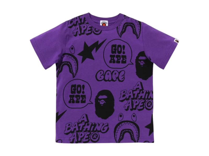 BAPE Kids Graffiti Pattern Tee Purple